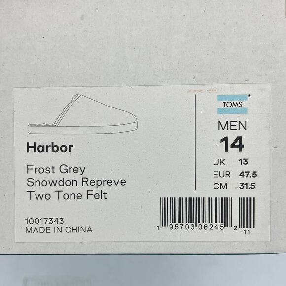 Toms Colab West Elm Frost Grey Snowdon Repreve Two Tone Felt Harbor Clog Slipper - Picture 2 of 8